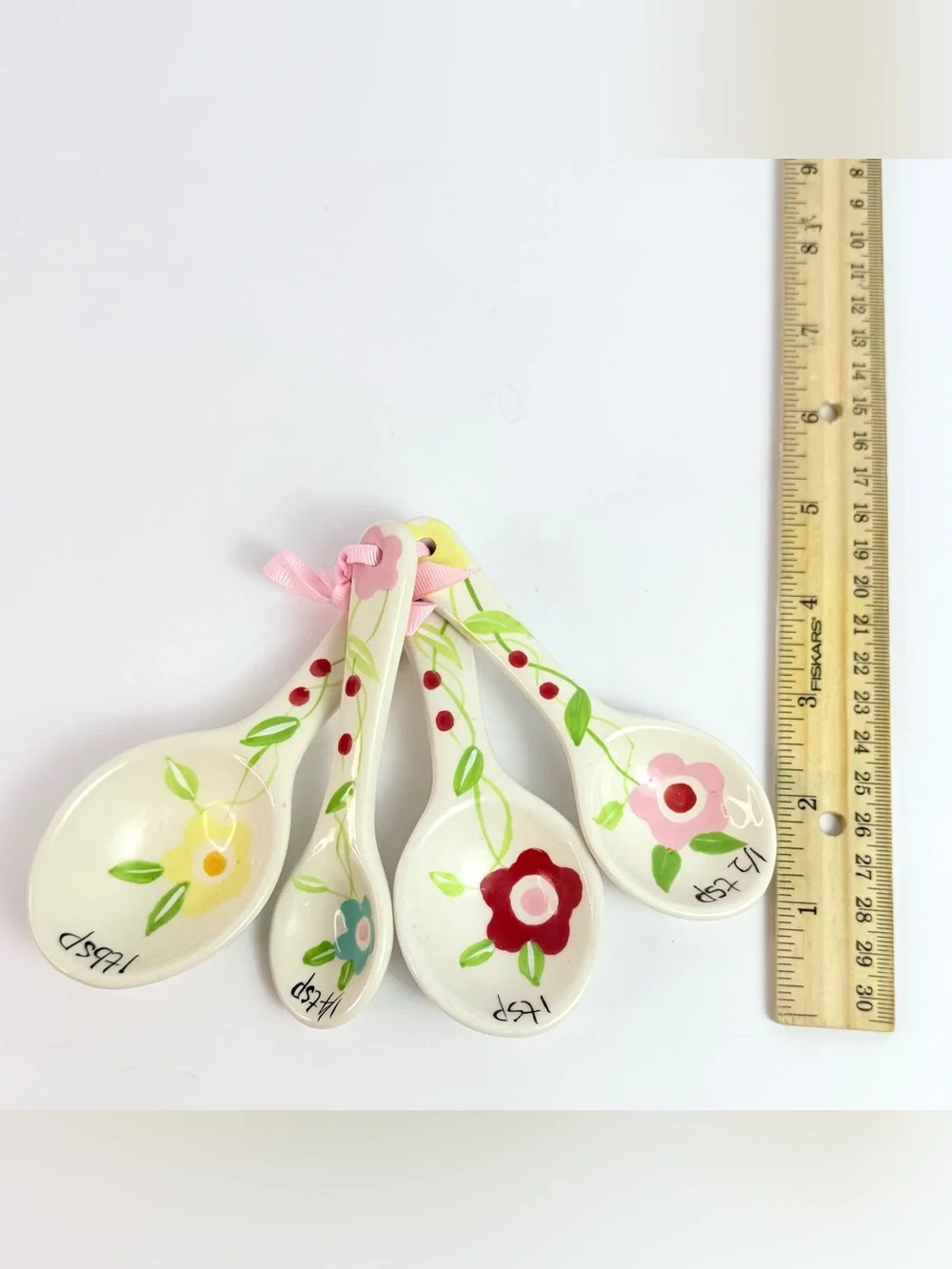 Springtime Flowers Hand Painted Ceramic Measuring Spoons